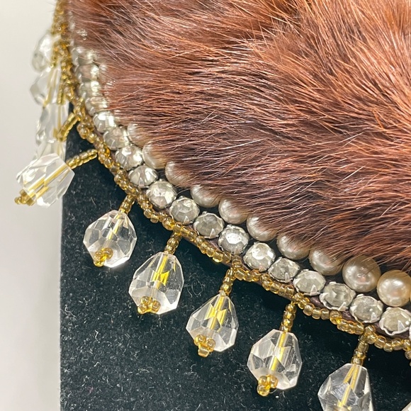 Genuine Mink Top Hit Hand Made Baare Beards Japan Beaded Collar Vintage - Picture 14 of 14